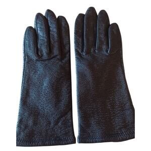 Vintage Peccary Black Leather Gloves Women's Medium Classic Durable Old Money